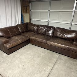 Top Grain Leather Sectional Couch *Free Delivery*