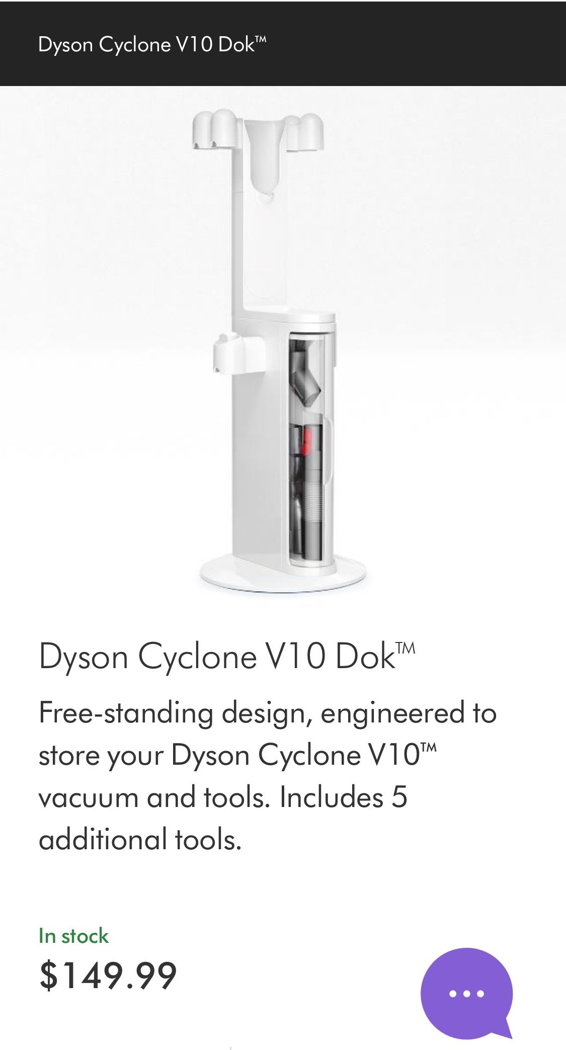 Dyson Cyclone V10 Dok With Additional Tools