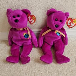 Millennium Bear Ty Beanie Bears  COLLECTABLE BEARS  Beanie Babies Collection  Purple Teddy Bear