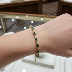 14k gold emerald & diamond bracelet 