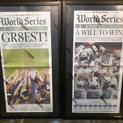 Dodgers Championship Framed Newspaper Set