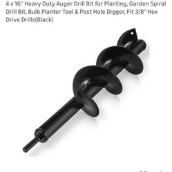 4 x 16'' Heavy Duty Auger Drill Bit for Planting, Garden Spiral Drill Bit, Bulb Planter Tool & Post Hole Digger, Fit 3/8" Hex Drive Drills(Black)
