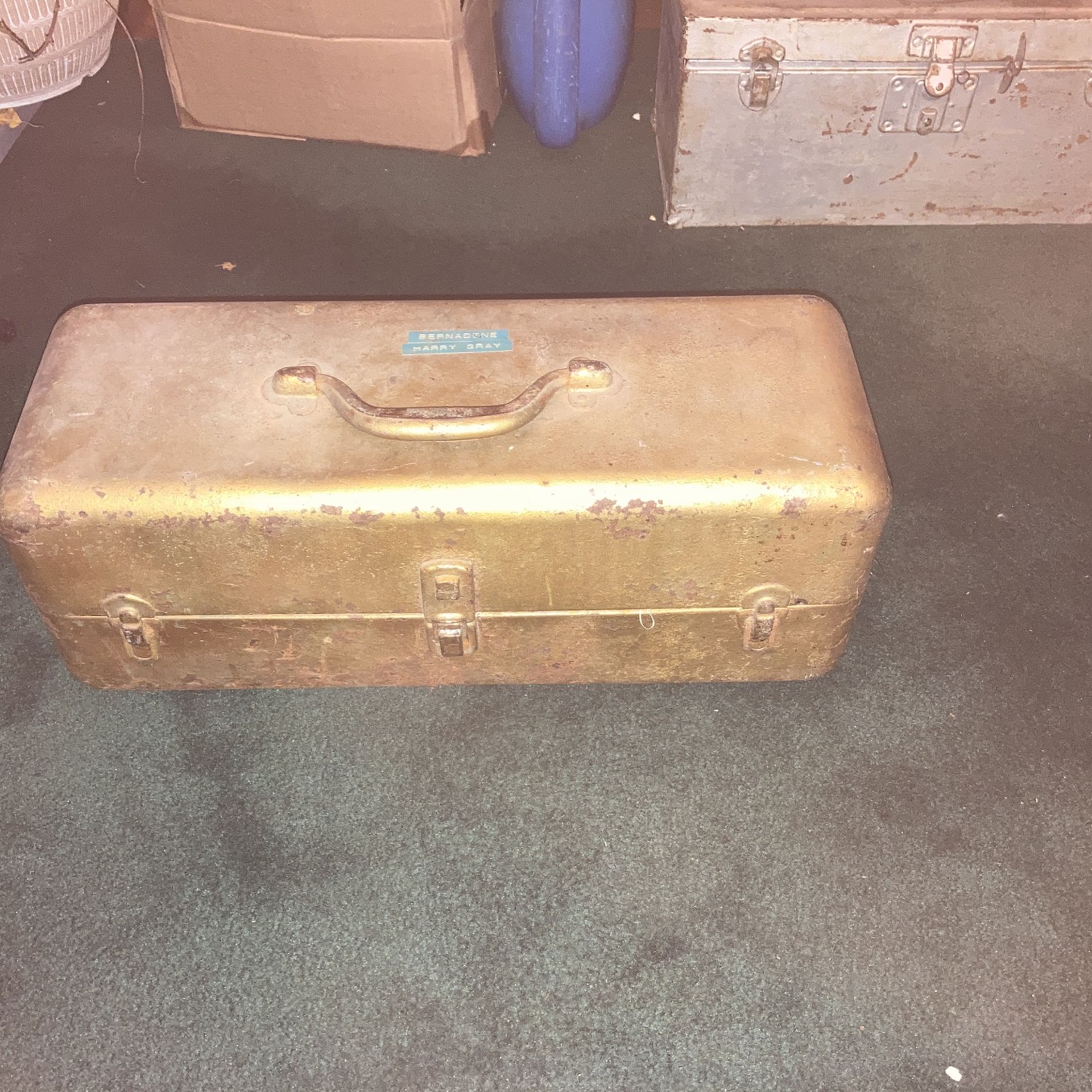 Vintage Fishing Tackle Box With Tackle