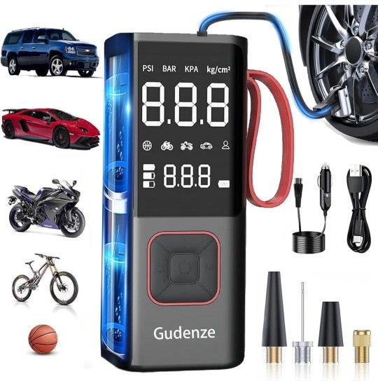 Tire Inflator Portable Air Compressor, 160PSI & 25000mAh 2X Faster Inflation Air Pump With Digital Pressure Gauge For Car, Bike, Motorcycle, Balls, Ti