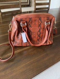 Terzetto Snakeskin Rust Leather Crossbody Shoulder Bag