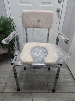Drop Arm Bedside Commode, Commode Toilet with Padded Seat and Backrest