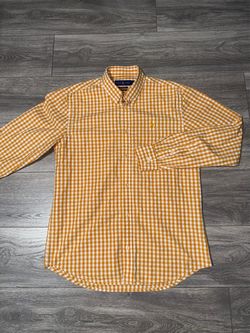Ralph Lauren Classic Fit LS Button-Down Woven Check Shirt Orange/White XL