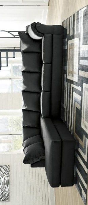 In Stock Microfiber Black LAF Sectional