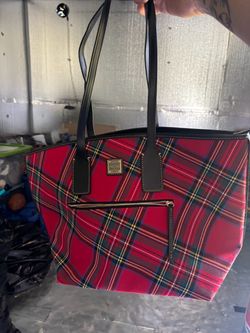 Dooney & Bourke Red Tartan Plaid Tote Bag