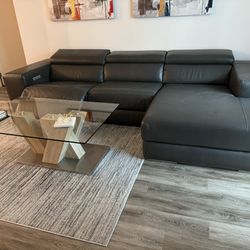 Leather Right Chaise Recliner Sectional 