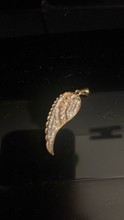 Gold Angel Wing Pendant with Crystal Stones ( Open to trades)