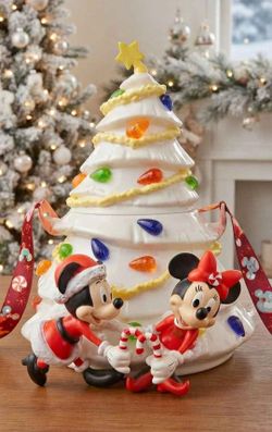 Disney Parks Mickey and Minnie Mouse Christmas Tree Popcorn Bucket
