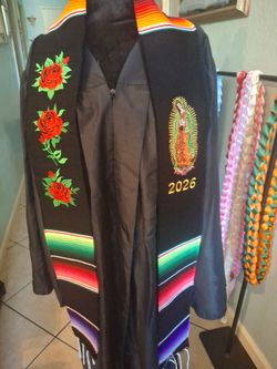 Graduation Stole / Estola de Graduación con rosas y la virgencita