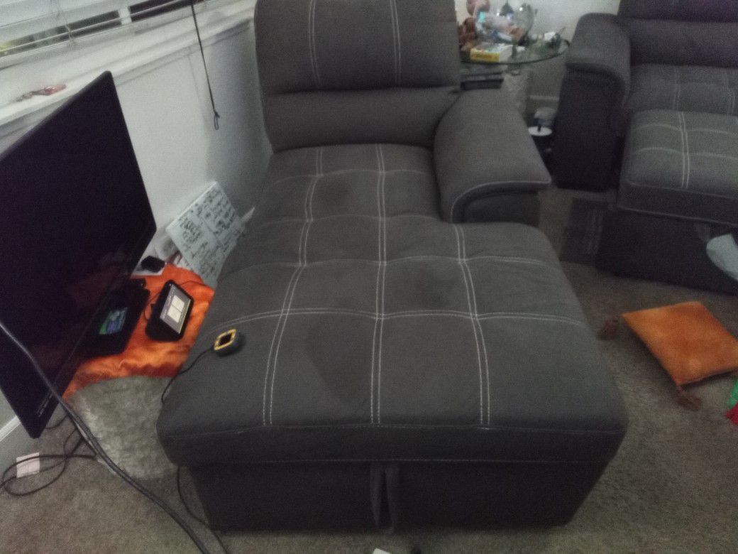 2 Piece Sectional Sofa (With Pullout Sleeper),  And  Chaise (With Storage Space)