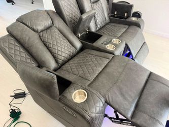 Power sofas set 3pcs recliner with speakers and Bluetooth eld lights cup 🥤 holder  usb charger  nuevos en caja