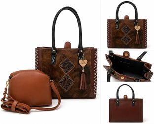 Genuine Leather Artesian Tote and Matching Crosby