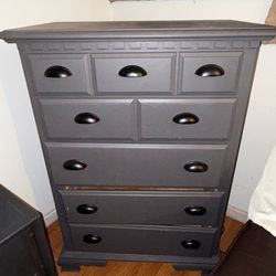 Gray Painted Tall Chest of Drawers