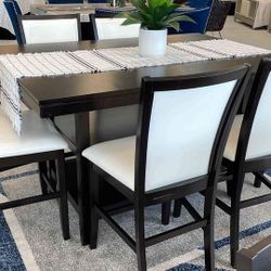 Brand New 7pc. Counter Height White Dining Table Set