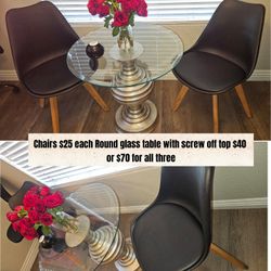 Chairs and Round Glass Table