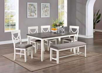 6-Piece Dining Table Set with Bench