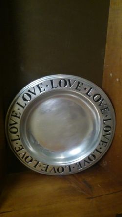 Vintage pewter LOVE bowl