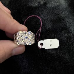 925 Silver Nugget Ring With Diamond Cut