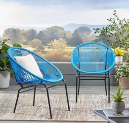 Set of 2 Assembled New Outdoor Patio Dining Chairs Round Wicker Chairs with Backrest Nusa Chairs