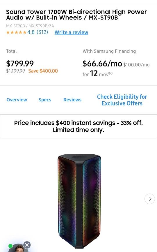Samsung Tower Speaker Bluetooth Portable Wireless