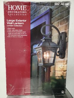 Large Exterior Wall Lantern Black Finish by Home Decorators Collection