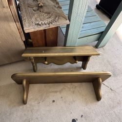 Pair of Vintage Gold Wall Shelves 