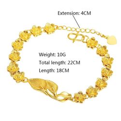 Flower Bud Leaf Total Length 22CM 18K Gold Plated