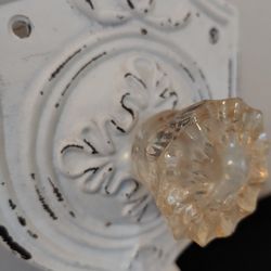 Cast Iron Hook Scroll Decor Wall Art Glass Doorknob 