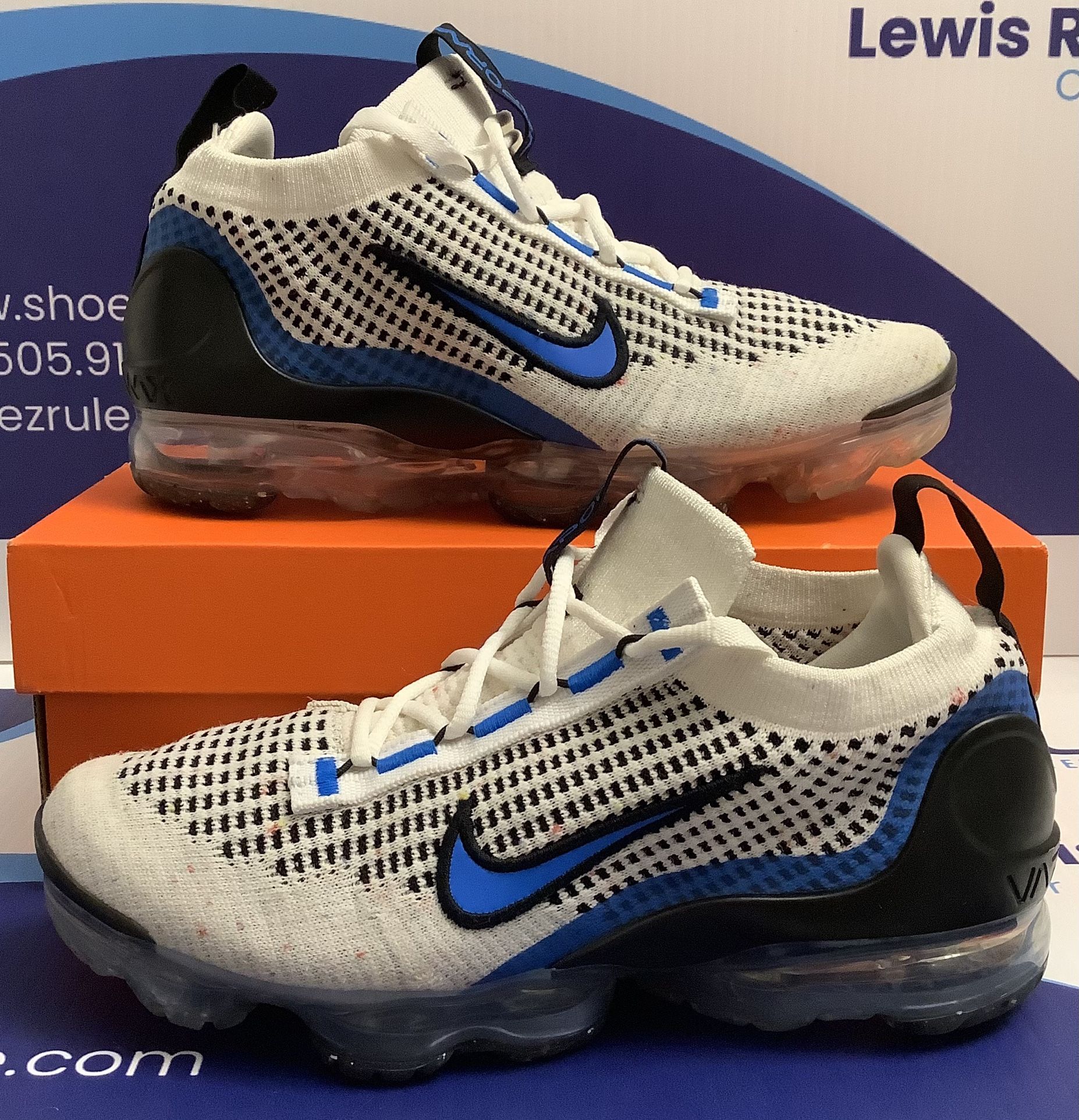 Size 5y Reconditioned Nike Vapormax 2021 Flyknit White Photo Blue