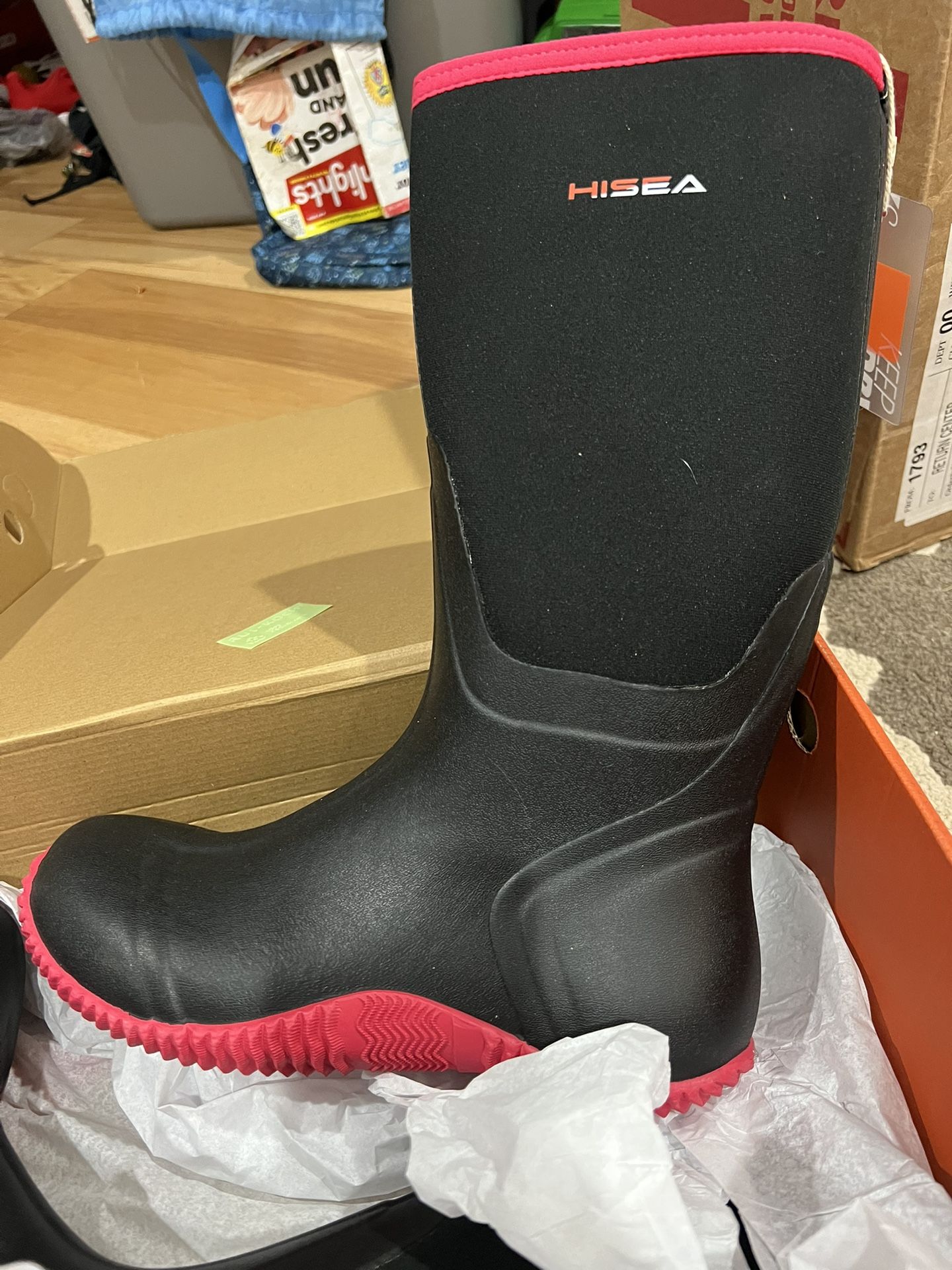 Hisea Black Women Rain Boots-size 9