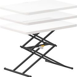 28 inch Quick Pop Up Table, One-Handed Height Adjustment, 3 Heights, No Assembly, Multi-Functional Personal Folding Table, TV Tray, Portabl
