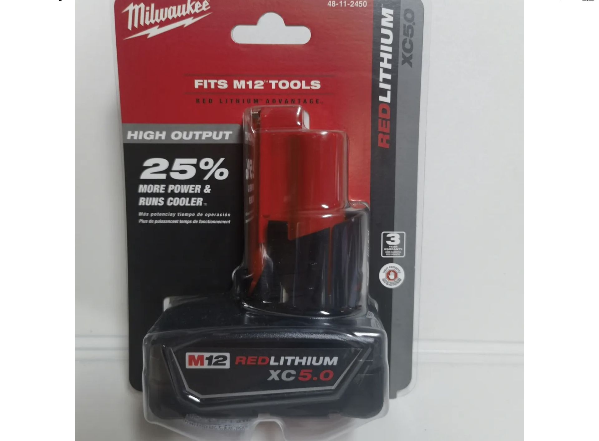 Milwaukee M12 Lithium-Ion HIGH OUTPUT XC5.0 Battery . Brand NEW.