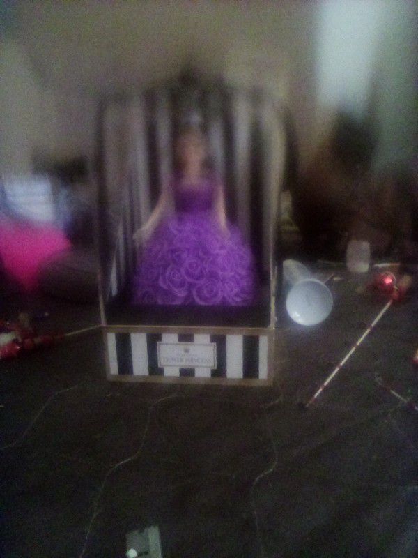 Always And Forever For Our Princess Doll Black Hair Purple Dress