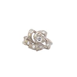 14K White Gold Diamond Flower Ring - 0.50ct