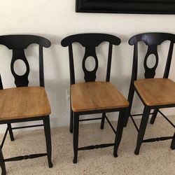 Black and wood counter stools 24 inches