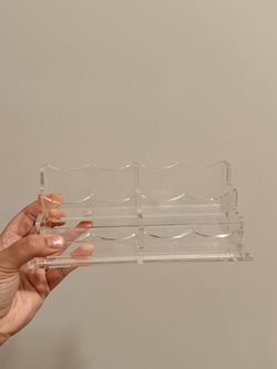 Business Card Holder Display for Desk, Cards Organizer Case, 4 Slot 2 Tier, Clear Acrylic Business Card Stand Rack