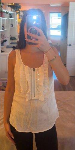 Juicy Couture Cream Ruffle Zip Front Camisole