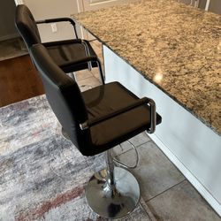 VECELO Bar Stools Set of 2 - Black Leather