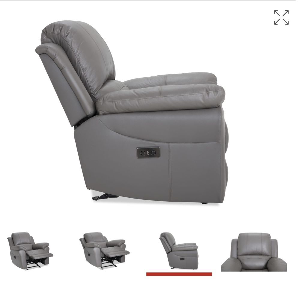 Two Leather Power Recliners With USB Port