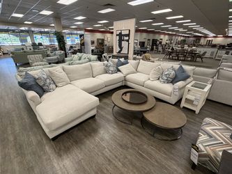 Sofamaster High Point Showroom 4 Piece Sectional - Ivory | L-Shaped Couch | Corner Couch