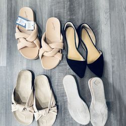 4 pairs for $10 Women’s Sandals, Flats, Wedges, Slides Size 8