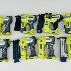 Ryobi 18V ONE+ AirStrike Nailers & Staplers – For Parts / Repair (Lot of 9)