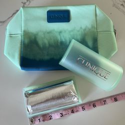 Clinique Large Bar Facial Soap & Aqua Teal Cosmetic Bag, Case & Drain Bar. 