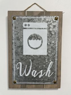 Wash Dry Fold Rustic Wood & Metal Laundry Signs