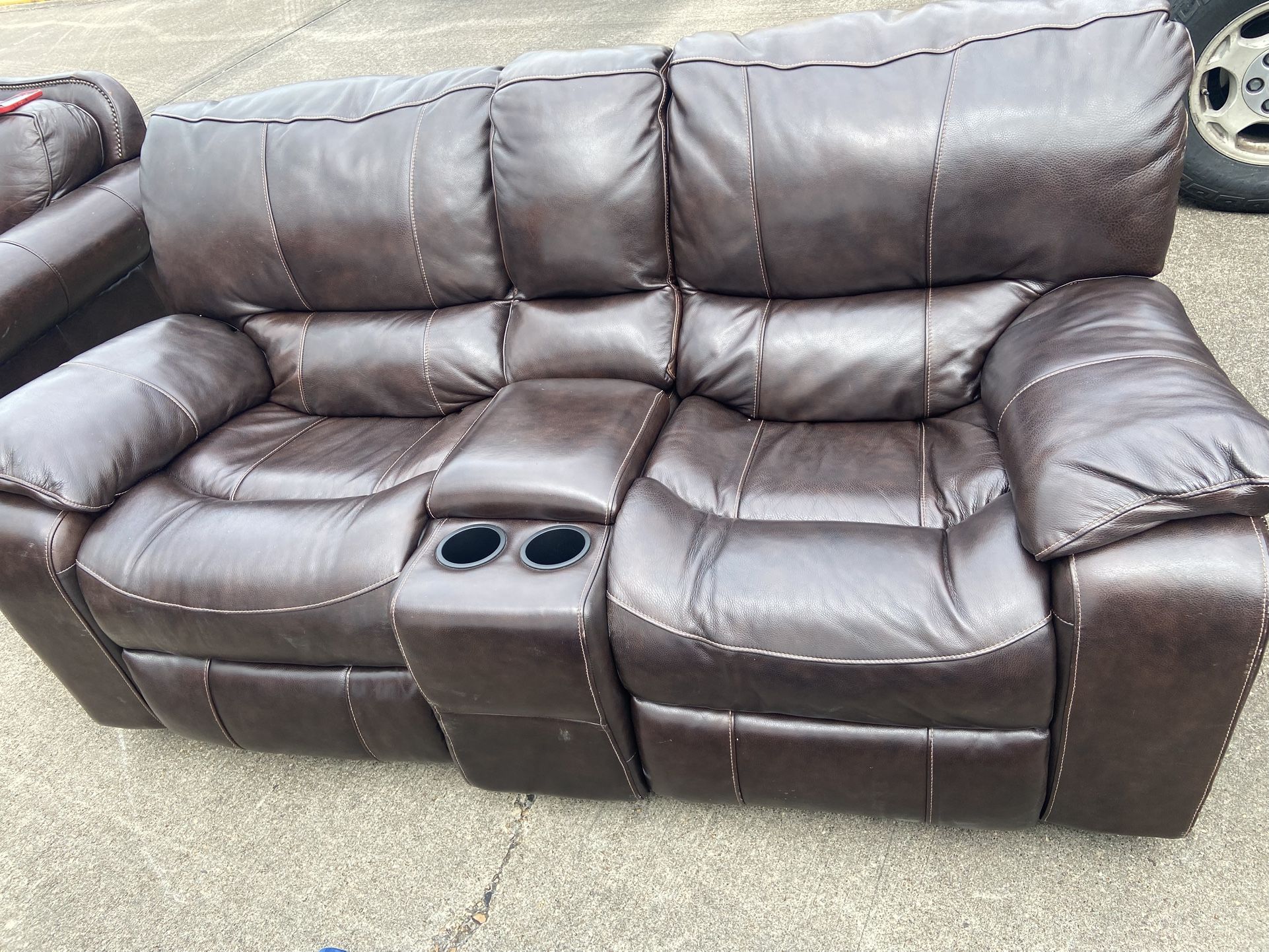 Two Seat Leather Couch Recliner