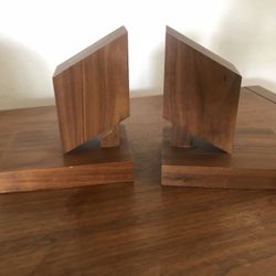 Vintage Pair of Bookends -Walnut Wood - Rothschild Bros. Giftwoods - Mid-Century Modern